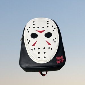 Friday the 13th Jason Voorhees Mask Mini Backpack Black Red Small